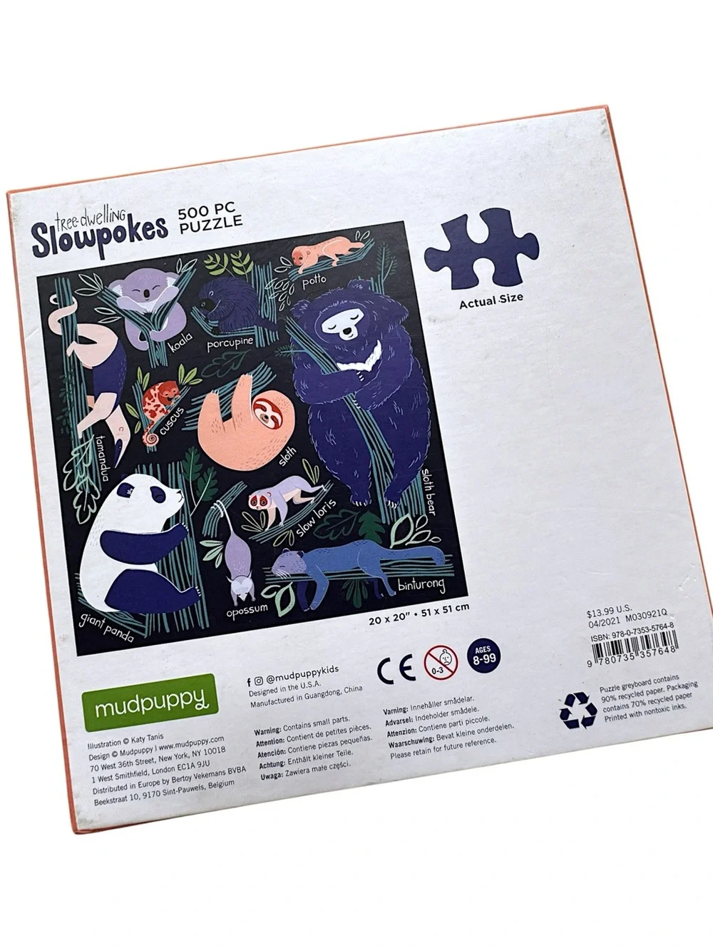 MUDPUPPY TREE-DWELLING SLOWPOKES 500 PIECE PUZZLE